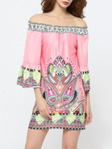 Casual Bohemian Charming Off Shoulder Shift Dress