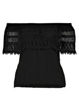 Casual Patchwork Lace Off Shoulder Shirt