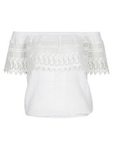 Casual Patchwork Lace Off Shoulder Shirt
