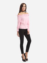 Casual Plain Falbala Chic Off Shoulder Blouse