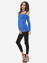 Casual Plain Modern Off Shoulder Long-sleeve-t-shirt