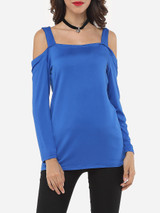 Casual Plain Modern Off Shoulder Long-sleeve-t-shirt