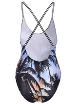 Casual Spaghetti Strap Tree Printed X-Back One Piece