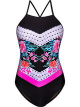 Spaghetti Strap Lace-Up Floral Printed One Piece