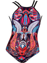Spaghetti Strap X-Back Printed One Piece
