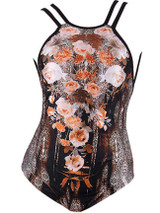 Casual X-Back Spaghetti Strap Leopard Floral Printed One Piece