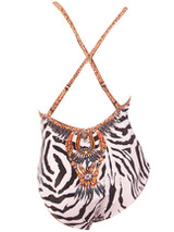 Casual Spaghetti Strap Zebra Printed X-Back One Piece