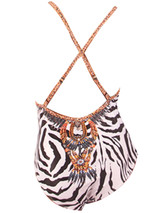 Casual Spaghetti Strap Zebra Printed X-Back One Piece