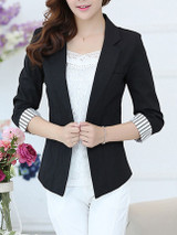 Casual Notch Lapel Single Button Stripe Cuff Blazer