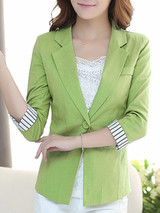 Casual Notch Lapel Single Button Stripe Cuff Blazer