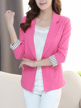 Casual Notch Lapel Single Button Stripe Cuff Blazer