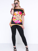 Casual Loose Round Neck Floral Striped Plus Size T-Shirt Casual Loose Round Neck Floral Striped Plus Size T-Shirt