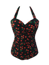 Casual Lovely Fruit Printed Backless Halter Plus Size One Piece