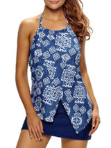 Casual Printed Halter Backless Plus Size Swimwear