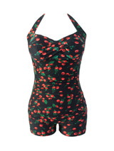 Casual Halter Fruit Printed Plus Size One Piece