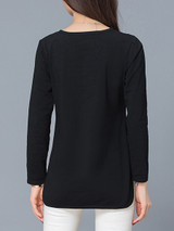Casual Designed V-Neck Side Slit Plain Plus Size T-Shirt
