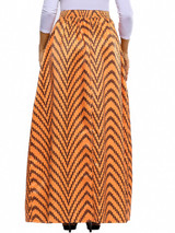 Casual Zigzag Striped Flared Elastic Waist Pocket Plus Size Skirt