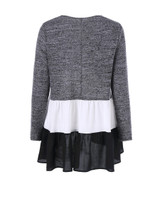 Casual Round Neck Patchwork Color Block Striped Plus Size T-Shirt