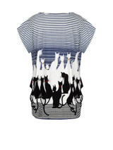Cat Striped Printed Plus Size T-Shirt