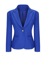 Casual Single Button Notch Lapel Plain Plus Size Puff Sleeve Plus Size Blazer