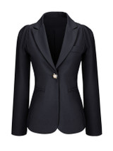 Casual Single Button Notch Lapel Plain Plus Size Puff Sleeve Plus Size Blazer