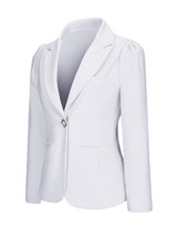 Casual Single Button Notch Lapel Plain Plus Size Puff Sleeve Plus Size Blazer