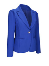 Casual Single Button Notch Lapel Plain Plus Size Puff Sleeve Plus Size Blazer