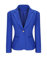 Casual Single Button Notch Lapel Plain Plus Size Puff Sleeve Plus Size Blazer