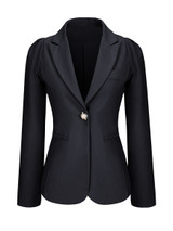 Casual Single Button Notch Lapel Plain Plus Size Puff Sleeve Plus Size Blazer