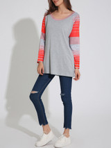 Casual Loose Round Neck Striped Striped Plus Size T-Shirt Casual Loose Round Neck Striped Striped Plus Size T-Shirt