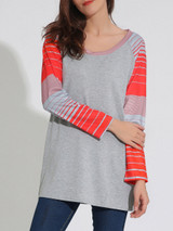 Casual Loose Round Neck Striped Striped Plus Size T-Shirt Casual Loose Round Neck Striped Striped Plus Size T-Shirt