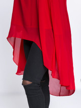 Casual Flowy High-Low Crew Neck Plain Chiffon Plus Size Blouse