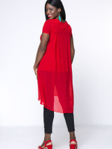Casual Flowy High-Low Crew Neck Plain Chiffon Plus Size Blouse