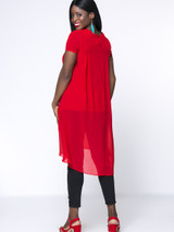 Casual Flowy High-Low Crew Neck Plain Chiffon Plus Size Blouse