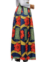 Casual Color Block Printed Flared Elastic Waist Plus Size Skirt