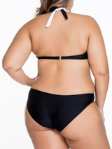 Casual Color Block Black White Halter Cutout Plus Size One Piece