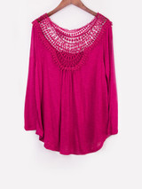 Casual Fabulous Designed Round Neck Patchwork Hollow Out Plain Plus Size Blouse