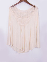 Casual Fabulous Designed Round Neck Patchwork Hollow Out Plain Plus Size Blouse