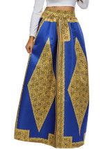 Casual Pocket Color Block Printed Flared Plus Size Skirt