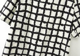 Casual Black-White Plaid Print Loose Cotton Blend Dress