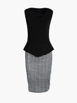 Casual Asymmetric Neckline Patchwork Plaid Bodycon-dres