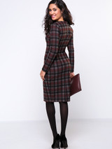 Casual Round Neck Slit Plaid Elegant Bodycon Dress