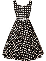 Casual Boat Neck Belt Plaid Sleeveless Skater Dress