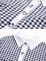 Casual Turn Down Collar Plaid Cotton Skater Dress Casual Turn Down Collar Plaid Cotton Skater Dress