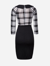Casual Round Neck Plaid Patchwork With Belt Bodycon-dress