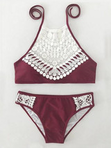 Casual Boho Ladies Lace Halter Bikini Set