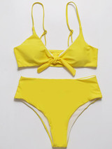 Sexy Solid Bowknot Bikinis Swimwear