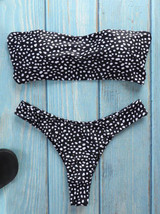 Strapless Polka-dot Bikinis Swimwear