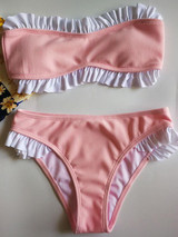 Falbala Ribbed Bikinis Swimwear