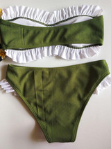 Falbala Ribbed Bikinis Swimwear